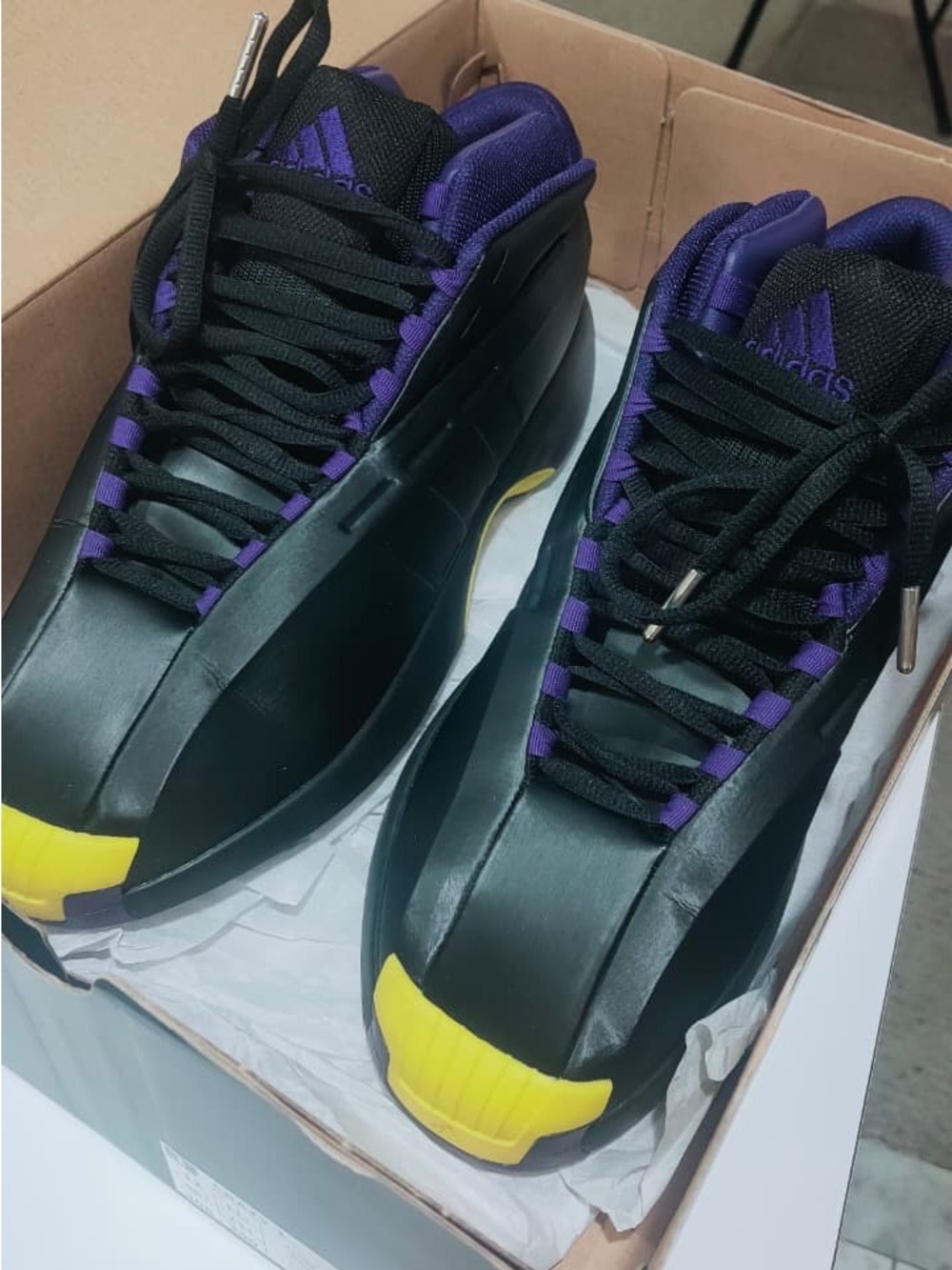 adidas Men’s Black Sneakers with Purple and Yellow Accents